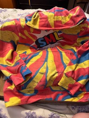 Kids' Tie-Dye Pullover Hoodie in Red, Yellow & Blue